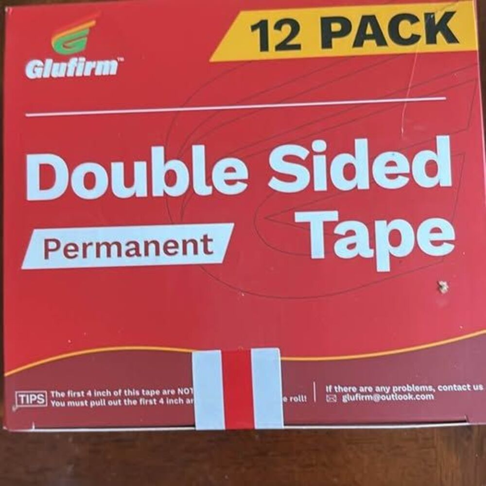 Glufirm Double Sided Tape Light Duty, 3/4 x 300 inches 12 pack